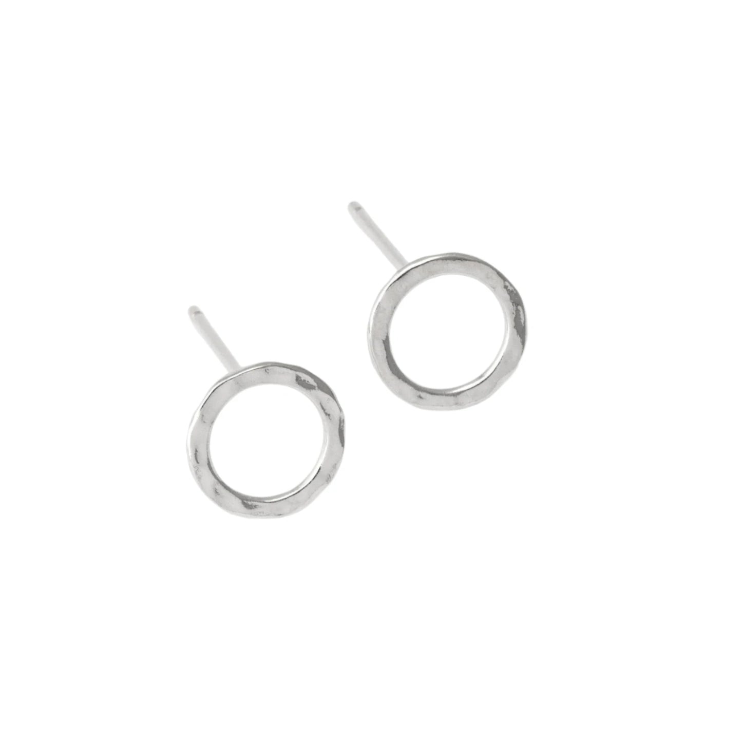 Hammered Round Stud Earrings - Gold