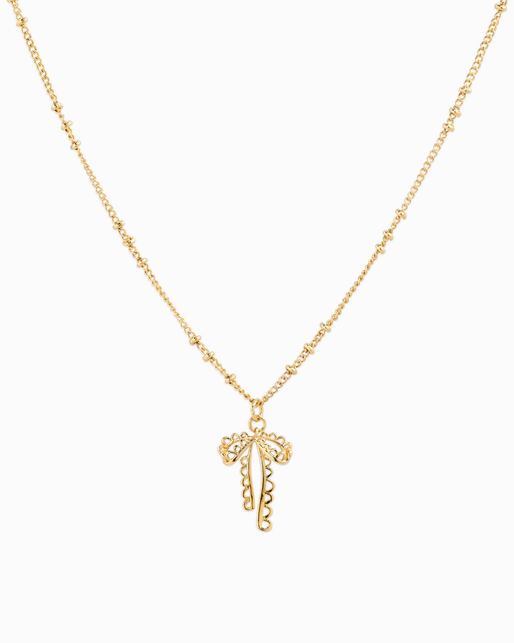 Lace Bow Ball Station Necklace