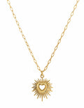 Stainless Heart Sunburst Necklace