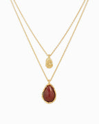 Layered Teardrop Semi Precious Stone Necklace