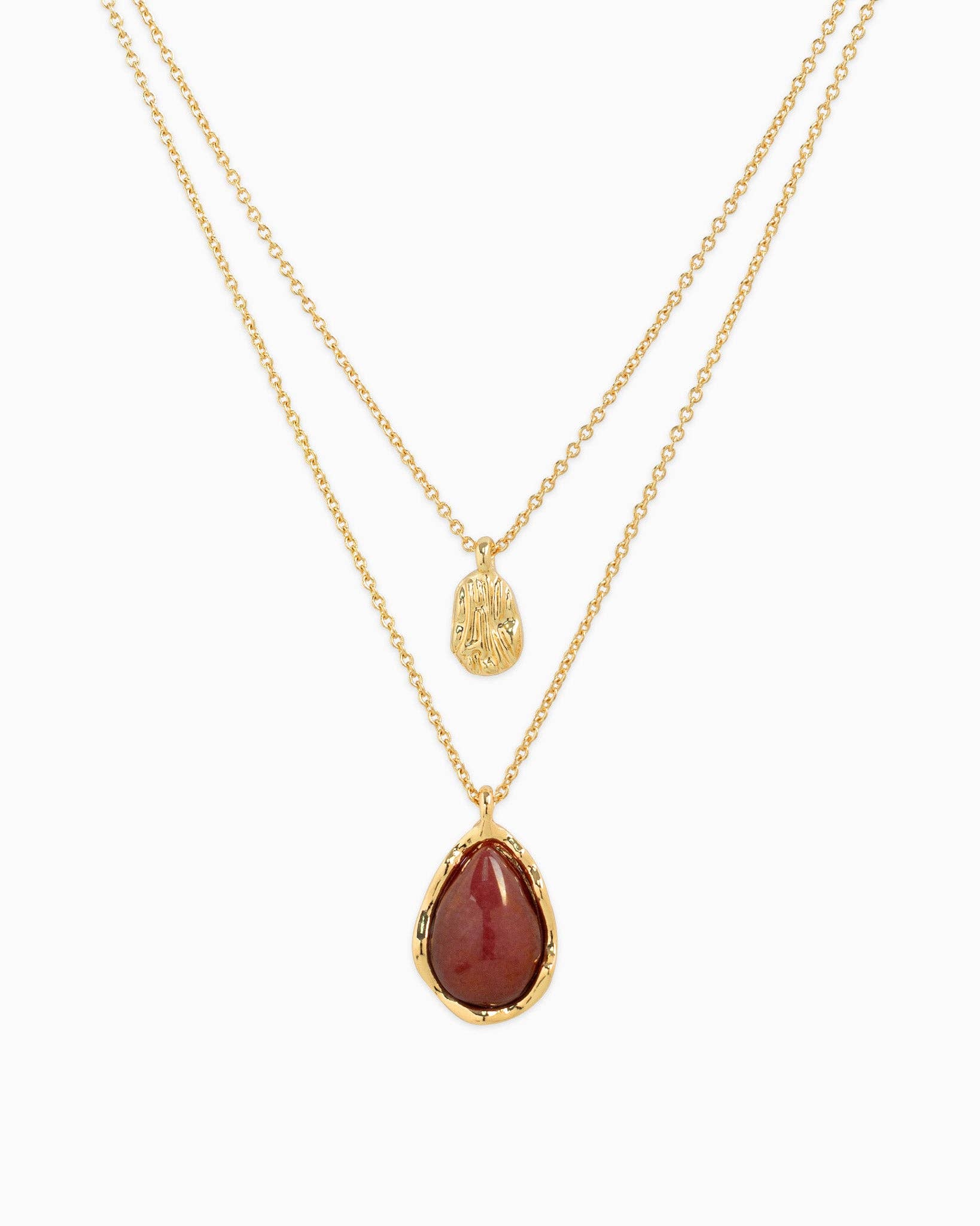 Layered Teardrop Semi Precious Stone Necklace