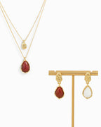 Layered Teardrop Semi Precious Stone Necklace