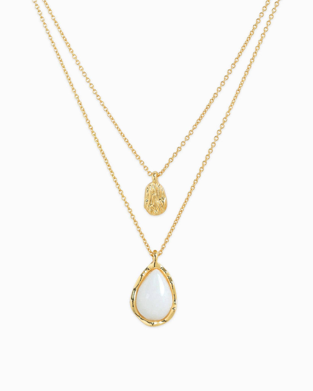 Layered Teardrop Semi Precious Stone Necklace