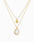 Layered Teardrop Semi Precious Stone Necklace