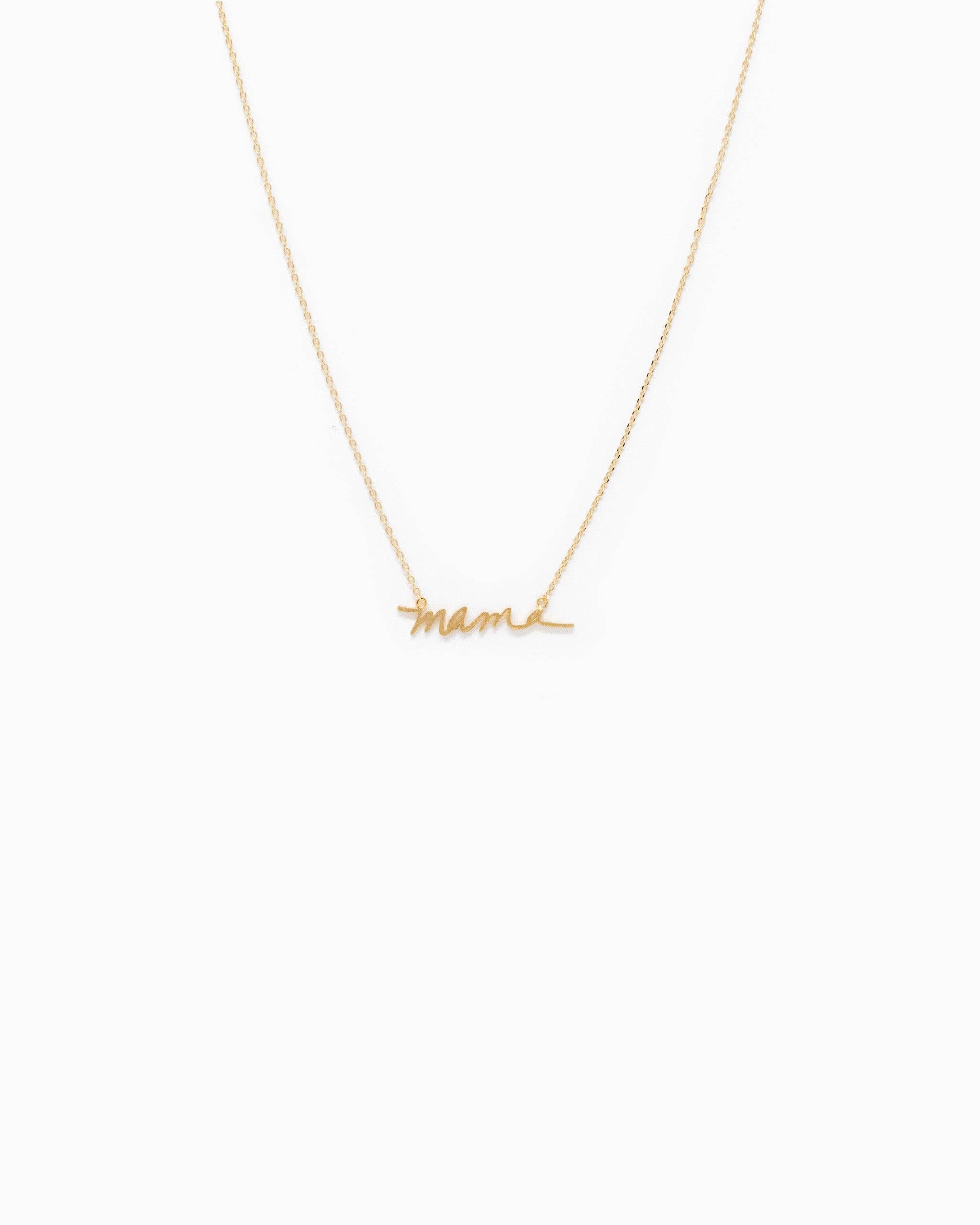 Minimal Cursive Mama Pendant Necklace