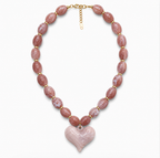 Pink Heart Chunky Statement Necklace
