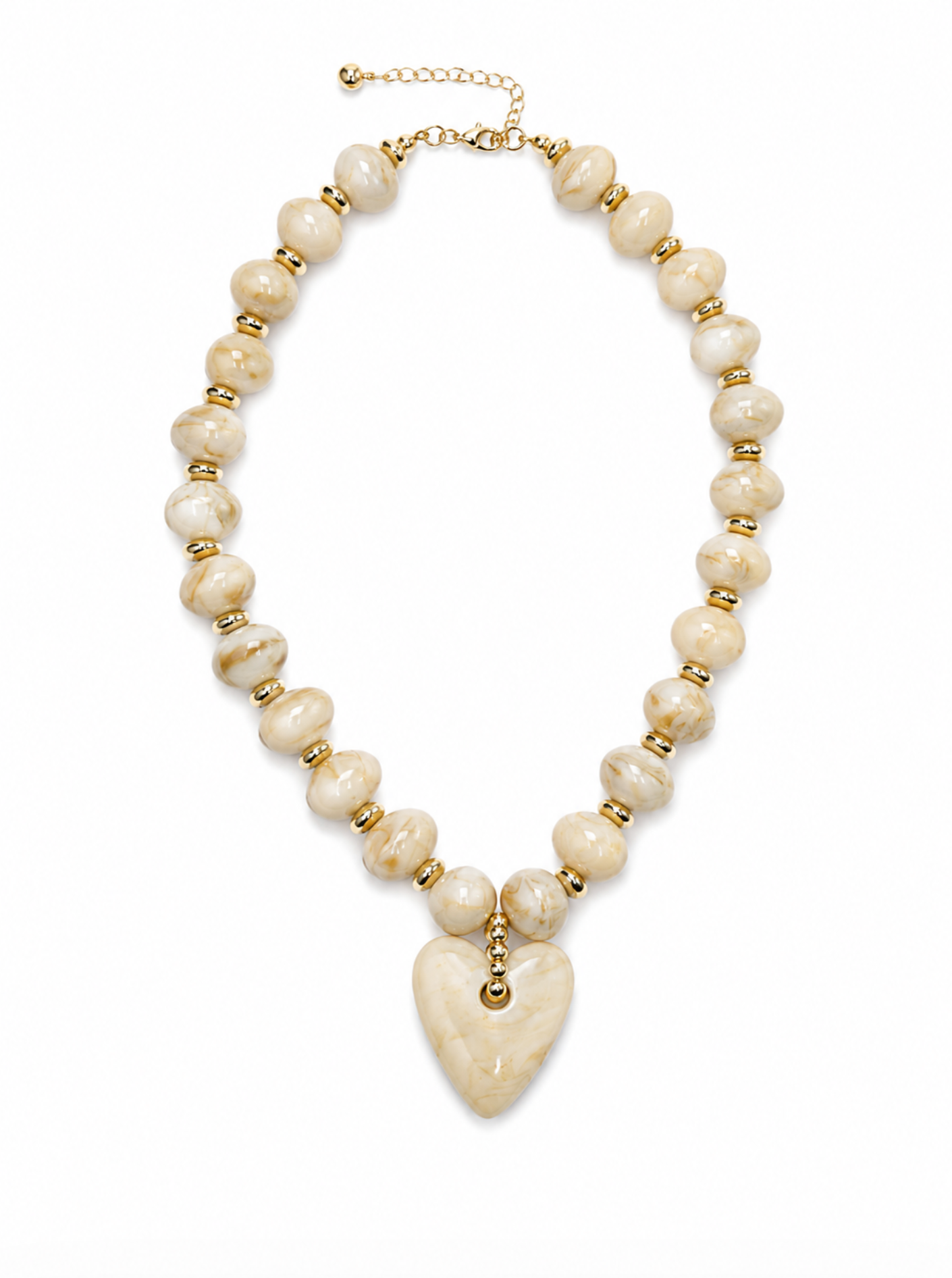 Haylee Cream Beaded Heart Statement Necklace